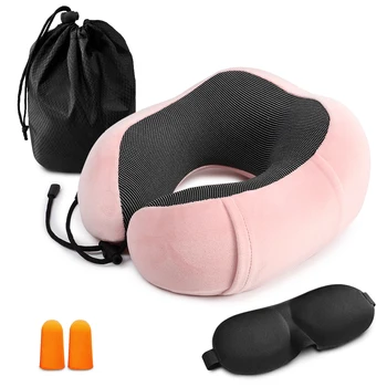 

Outdoor Tool Travel Pillow Memory Foam Neck Pillow Neck Head Support Pillow with Waterproof Travel Bag Eye Mask and Ear Plugs