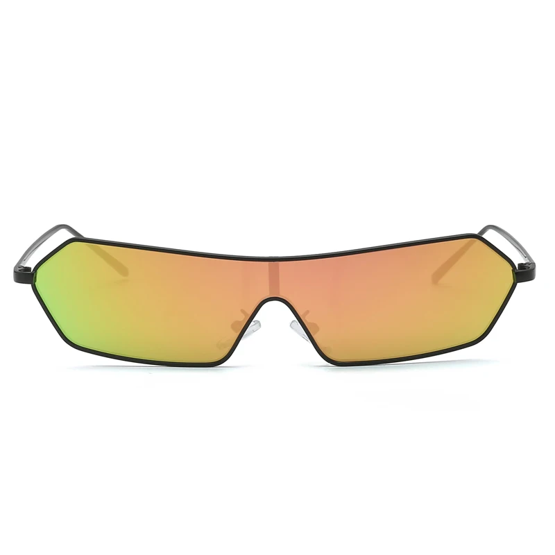 Квадратные Солнцезащитные очки женские узкие цельные винтажные брендовые дизайнерские металлические ретро зеркальные солнцезащитные очки для женщин UV400 - Цвет линз: colorful