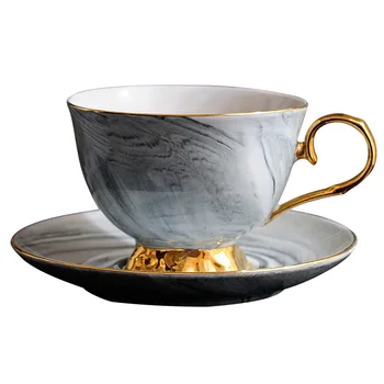 

High quality Marbled Ceramic Coffee Mug Dish Set,Couple Cups Advanced Porcelain tea Mug English Afternoon TeaCup black Tea Cup