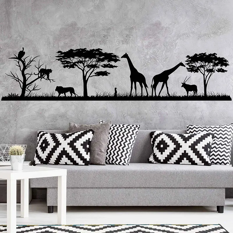 Afrikaanse Safari Muurtattoo Jungle Vinyl Stickers Decals Home Decor