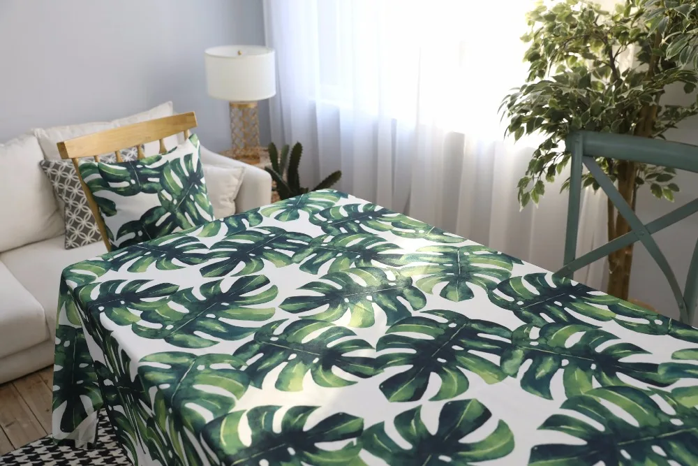 الأخضر يغادر مفارش مستطيلة البوليستر القطن للماء ماركة الأوراق الخضراء مستطيل الجدول القماش غطاء الطاولة الحديثة