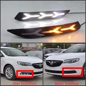 

JanDeNing 2PCS FishboneType LED Daytime Running Light Retrofit fog light Car LED DRL with Turn Signal For 2018 Buick Excelle