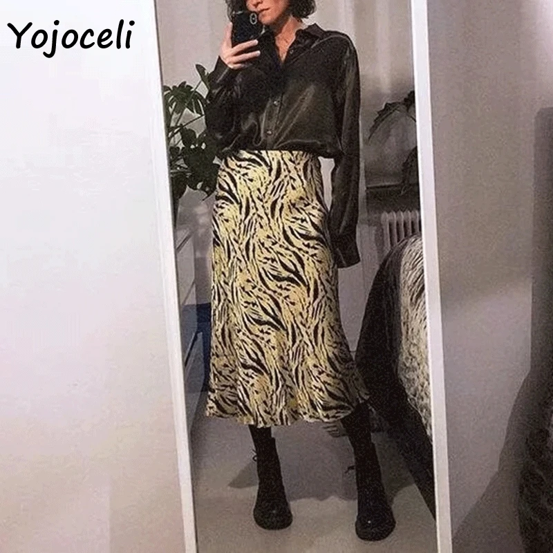 Yojoceli 2019 Лето принт тигра юбка трапеция Нижняя Женская уличная с принтом|Юбки| |
