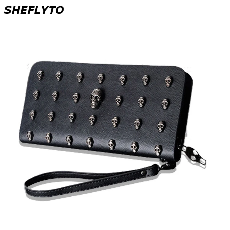 0 : Buy New Designer Clutch Metal Skull Wallets Women Leather Phone Wallets Female ...