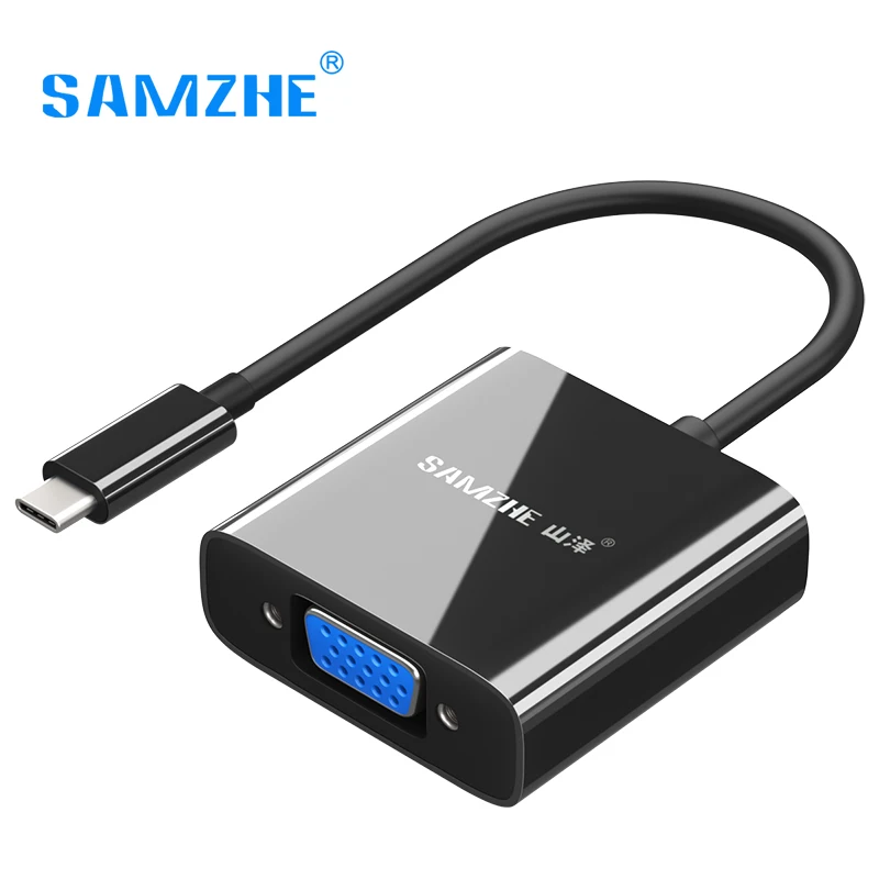 SAMZHE USB Type C VGA Adapter Type-C to VGA Converter USB 3.1 for Macbook Chromebook Dell Lumia SAMSUNG S8 Thunderbolt 3 1080P