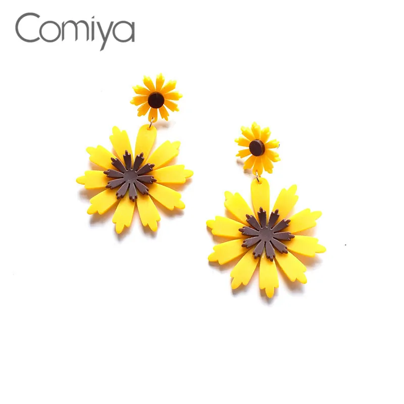 

Comiay Zinc Alloy Drop Earrings For Women Acrylic Flowers Pendant Indian Bijoux Korean Oorecchini Donna Boho Long Dangle Earring