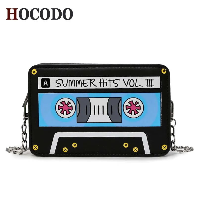 Preise HOCODO 2018 Neue Weibliche Retro Persönlichkeit Radio Druck Kleine Schulter Tasche Casual Cartoon Frauen Kette Kreuz Körper Taschen Sac EIN dos