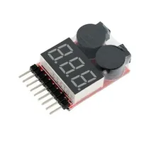 2 in 1 Lipo Battery Voltage Tester 3.7-30V 1-8s volt meter monitor buzzer Alarm