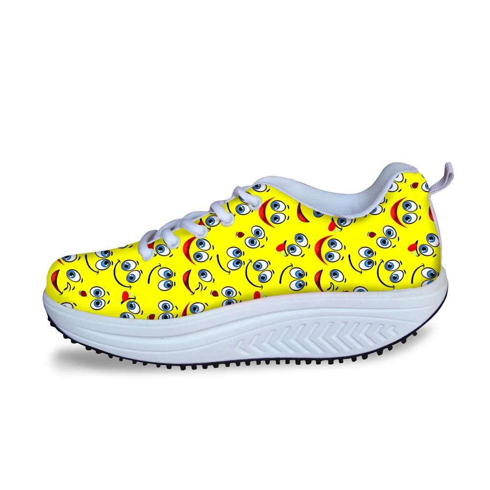 Des Cartoon 3d Plate Hauteur Automne c2601as forme c2604as Croissante Mignon Femmes c2605as Swing Minceur c2603as c2606as Customized Appartements Dames Chaussures Emoji Affiches Elviswords c2602as xwaX06qFF