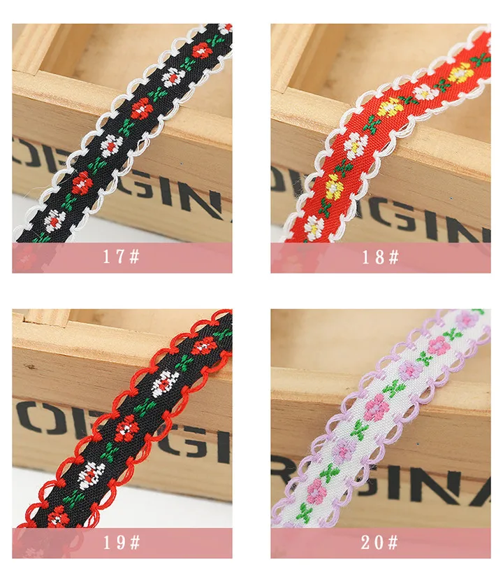 7  20M Ethnic Style Embroidery Ribbons Jacquard Lace Ribbon Clothing Decoration Satin Ribbons DIY Handmade Craft Gift Wrapping