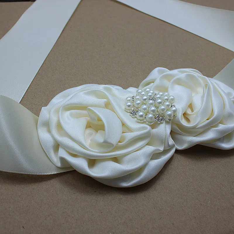Женский пояс с жемчугом свадебный для платья или аксессуары волос|flower sash|dress sashivory