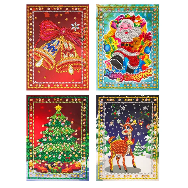 Специальная форма алмазная живопись поздравительная открытка мультфильм Санта Клаус рождественские подарки Рождественская Алмазная вышивка открытки - Цвет: A