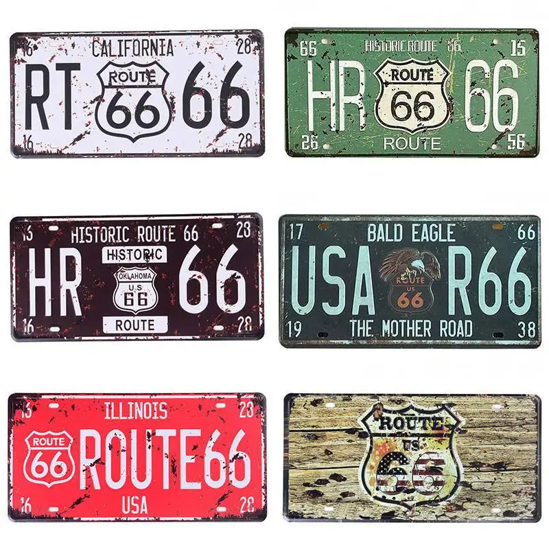 30*15 см США металлическая живопись табличка жестяная вывеска Route 66 винтажная гаражная Лицензия табличка плакат настенная украшение дома C1