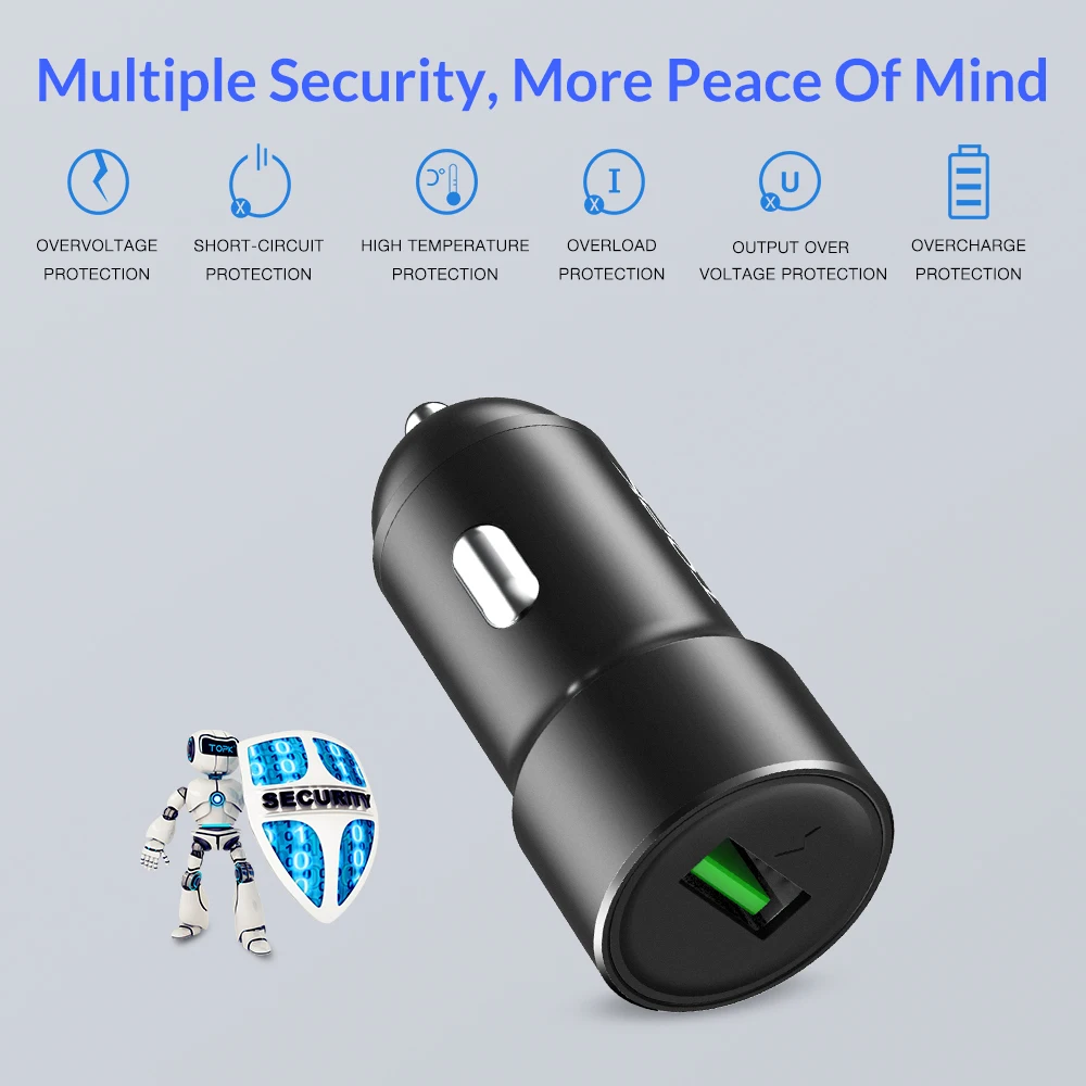 TOPK Quick Charge 3.0 Car Charger Adapter for iphone Samsung Huawei Xiaomi usb phone charger Fast charging car-charger TOPK Quick Charge 3.0 Car Charger Adapter for iphone Samsung Huawei Xiaomi usb phone charger Fast charging car-charger