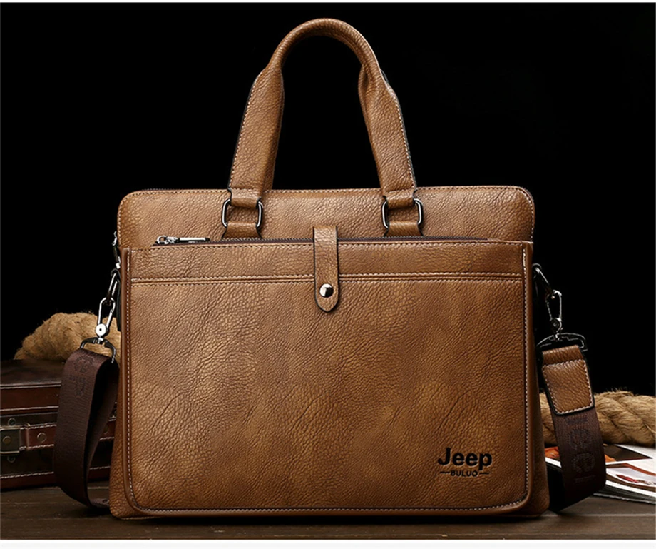 JEEP BULUO, простой известный бренд, деловой мужской портфель, сумка, роскошная кожа, 14 дюймов, сумка для ноутбука, мужская сумка на плечо, bolsa maleta 9616