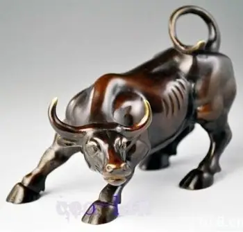 

YM 304 Statue of the Fierce Bull of the Street Bronze of the Big Wall 8 inch