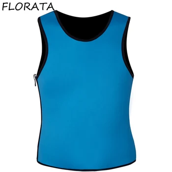 

FLORATA Men's Waist Trainer Cincher Sweat Vest Body Shaper Shirt Hot Slimming Sauna Suit Weight Blue Shapewear Neoprene