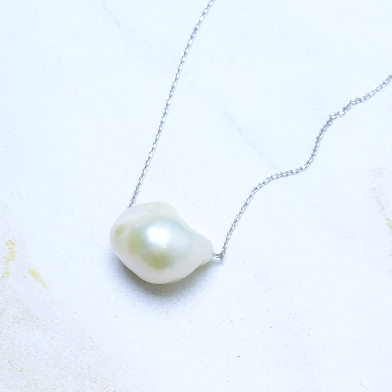 BaroqueOnly элегантное жемчужное ожерелье из серебра 925 пробы, белое натуральное пресноводное Настоящее барокко жемчужное уникальное высококачественное жемчужное ожерелье - Цвет камня: White