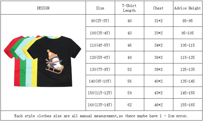 Рождественские летние топы, детские футболки с рисунком пингвина для От 1 до 14 лет, Детские хлопковые топы, детские футболки 12 цветов