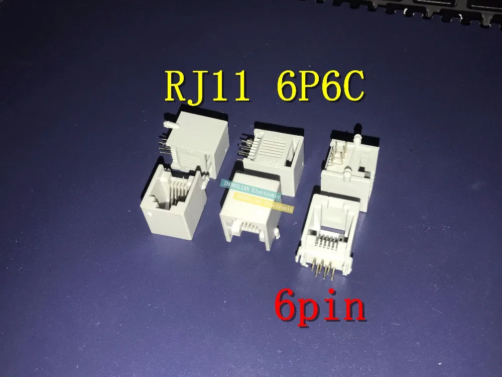 50pcs/Lot RJ11 6P6C 6P4C Female PCB Mount Modular Plug/Jack Network ...
