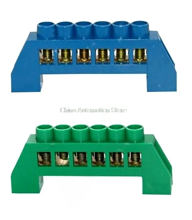 

Green Blue Screw Brass terminal block Earth And Neutral block with 4-12 Pole