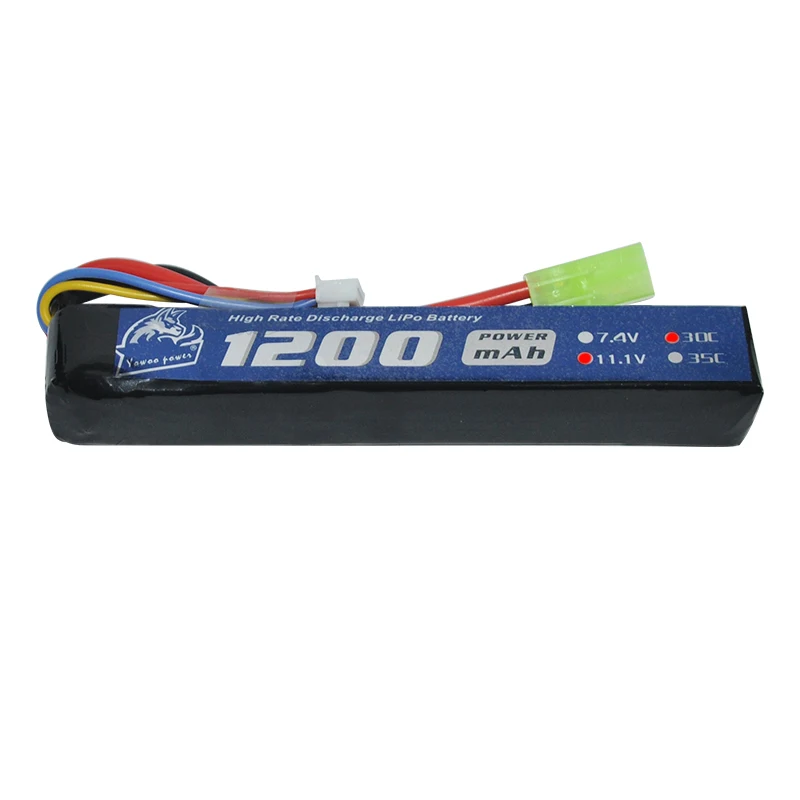 YOWOO AKKU RC страйкбольный пистолет модель Lipo 3S батарея 11 1 В 1200 мАч 30C Burst 60C Mini Tamiya Plug