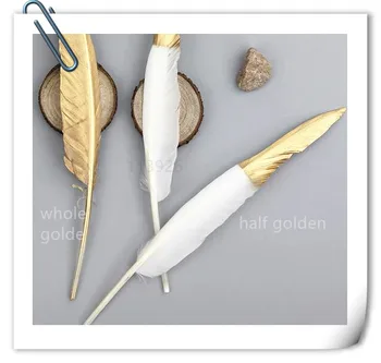

50pcs Golden Goose Feathers 25-30cm half dyed goose Feather plumes for costum /DIY crafts/headdresses/jewelry accessory