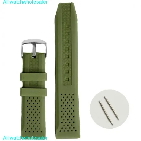 22mm Army Green Color Silicone Jelly Rubber Unisex Watch Band Straps WB1051G22JB