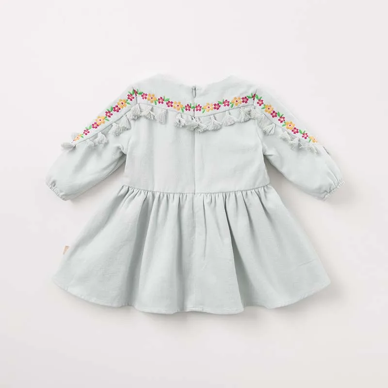 DBA7937 dave bella/осенние платья принцессы для малышей платье с кисточками в стиле Лолиты для девочек детское платье высокого качества с длинными рукавами