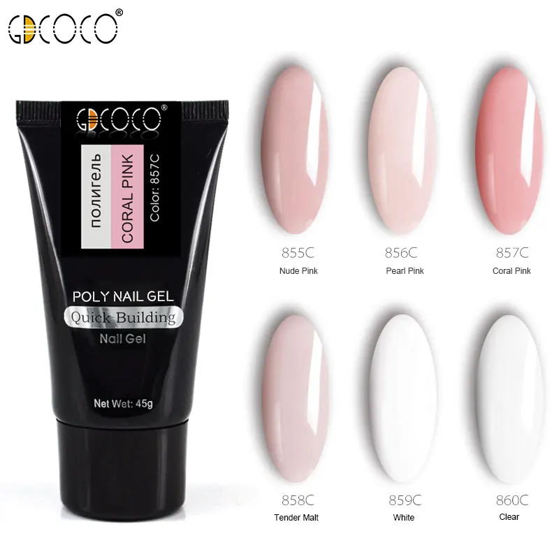 GDCOCO 45g Jelly Poly Builder Gel Nail Art Manicure Clear Pink Natural Camouflage Hard Jelly Builder French Nails Extend Gel