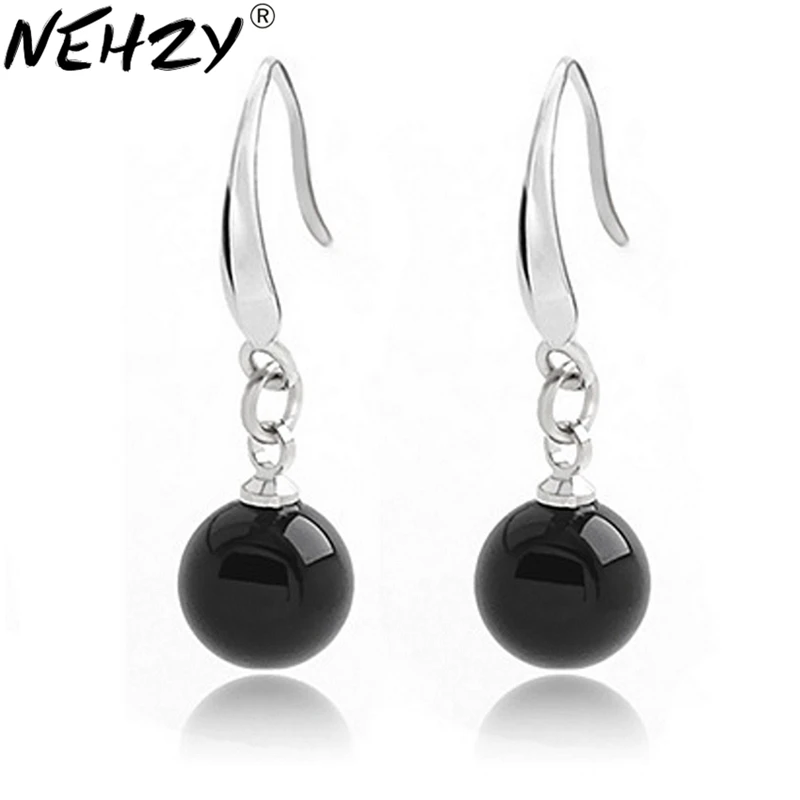 

NEHZY Silver earrings female models fashion cute black and red jewelry wild super flash retro crystal jewelry