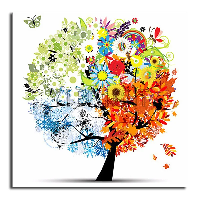Full Round Diamond embroidery Cross stitch tree DIY 3D mosaic flower Square painting landscape |