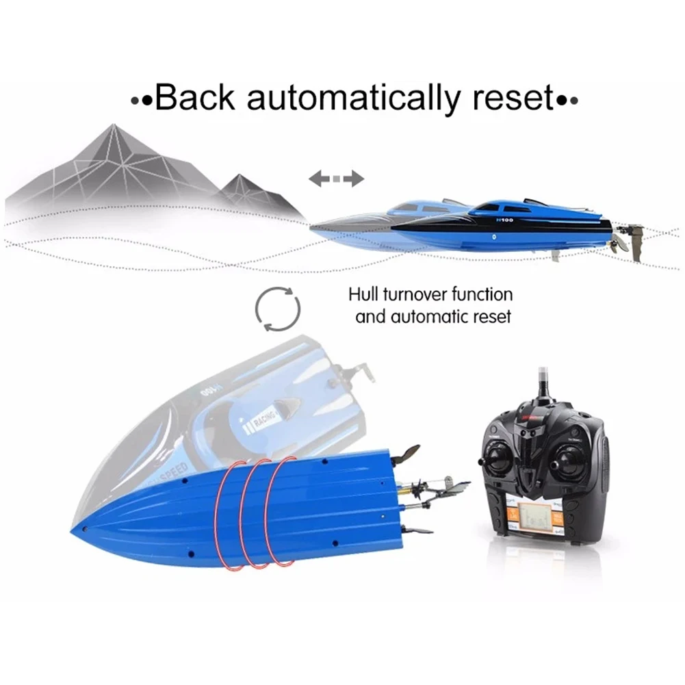 H100 2.4G 4CH 26km/h 180 Degree Flip High Speed Electric Remote Conctol RC Racing Boat Kids Outdoor Toys RC Boat Speedboat H100 2.4G 4CH 26km/h 180 Degree Flip High Speed Electric Remote Conctol RC Racing Boat Kids Outdoor Toys RC Boat Speedboat