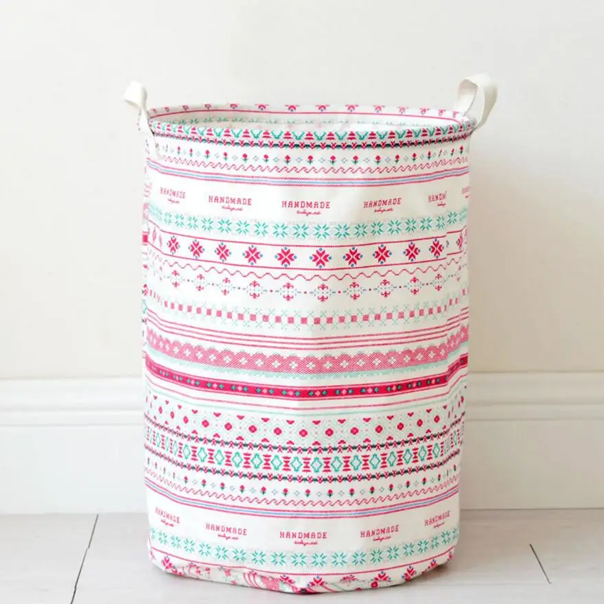 Classic stripe Large Cloth Laundry Hamper Clothes Storage Baskets Home