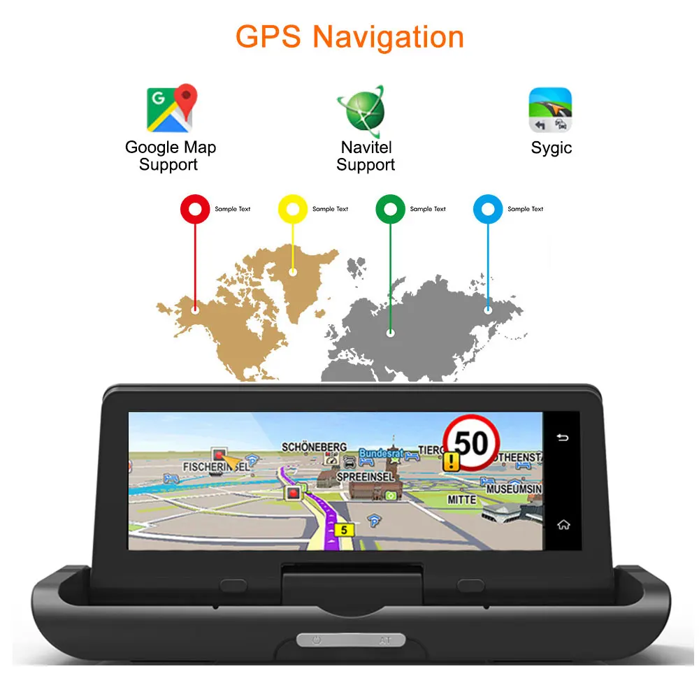  4G Car DVR ADAS 8'' Android WiFi GPS Navigator Dual Lens Dash Cam 1080P Registrar Video Recorder Re