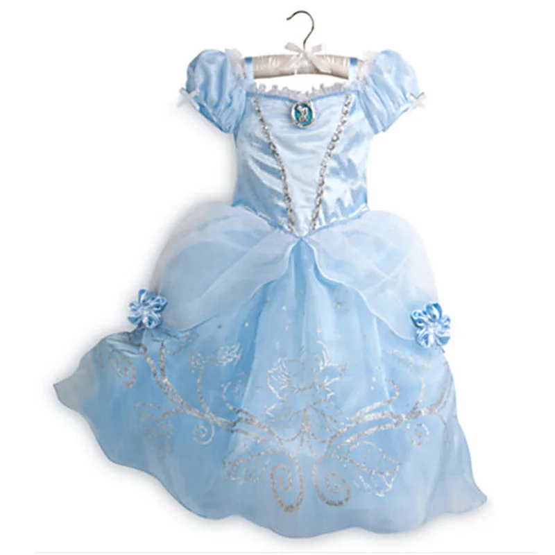 Платья для девочек; детское рождественское платье принцессы; вечерние карнавальные костюмы Золушки, Рапунцель, Авроры; костюм на Хэллоуин; одежда для детей - Цвет: blue