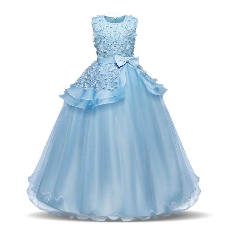 Детские Вечерние платья; праздничная одежда; Vestido; платья-пачки для девочек; платье для дня рождения для От 5 до 14 лет; одежда для маленьких девочек - Цвет: blue