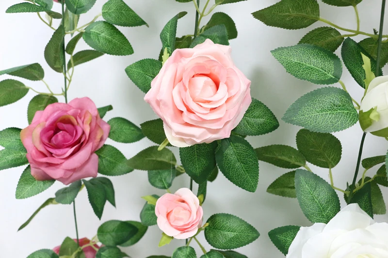 JAROWN Artificial 2m Multi Flower High Quality Rose Vine Fake Flower European Rose Home Wall Hanging Rattan Wedding Decor Flores (58)