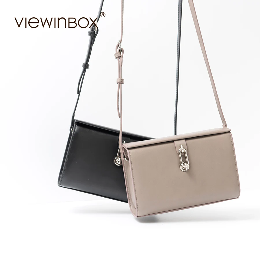 Viewinbox Split Cattle Leather Small Flap Bag Mini Square Bag Famous Brand High Quality Fashion Lady Messenger Bag