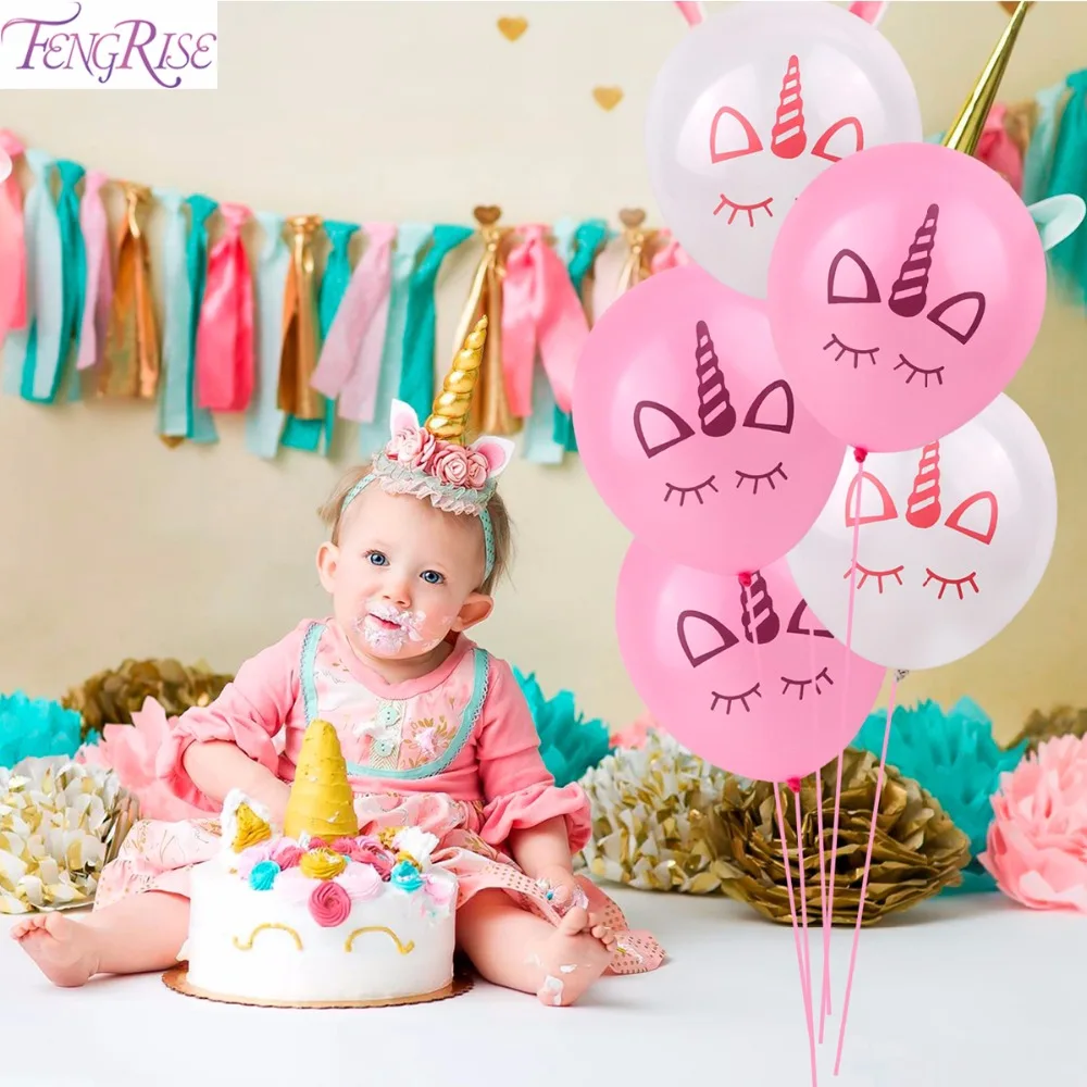

FENGRISE 10pcs Unicorn Party Balloons Pink Happy Birthday Party Decoration Kids Favors Cartoon Unicorn Latex Balloon Supplies