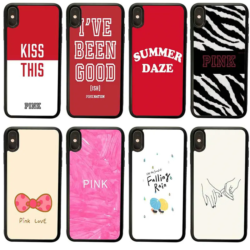 Pink VS Brand Fashion Candy Mobile Phone Cases for iphone X XS Case in Fitted 5.8 inches Patterned Back Cover Soft Shell |