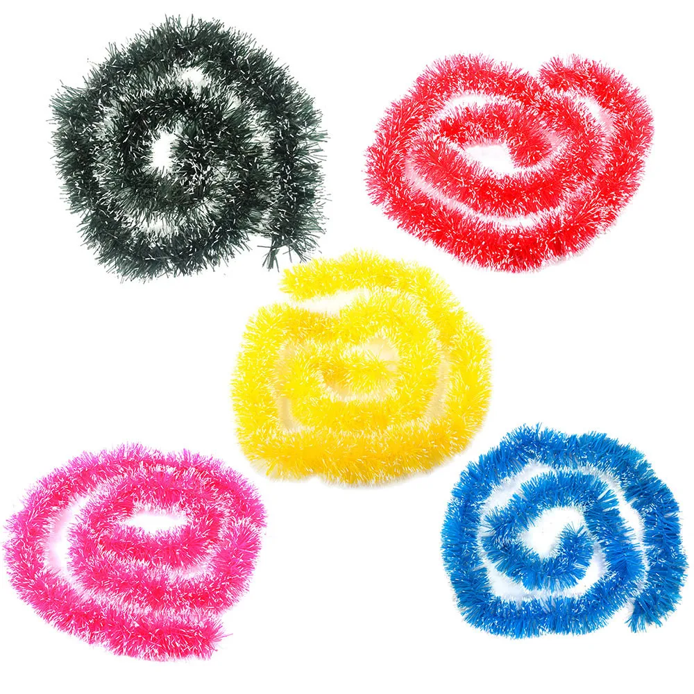 

5PCS Christmas Party Xmas Tree Ornaments 2m Tinsel Hanging Decorations 5 Colors
