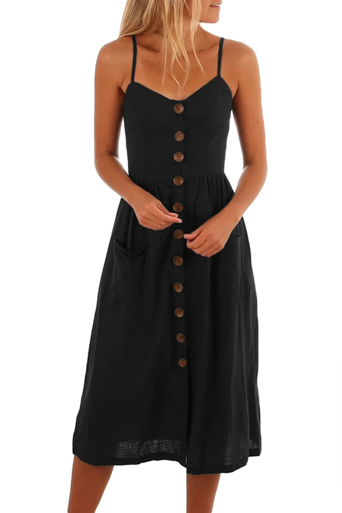 Black-Button-Down-Fit-and-flare-Daily-Dress-LC610029-2-1