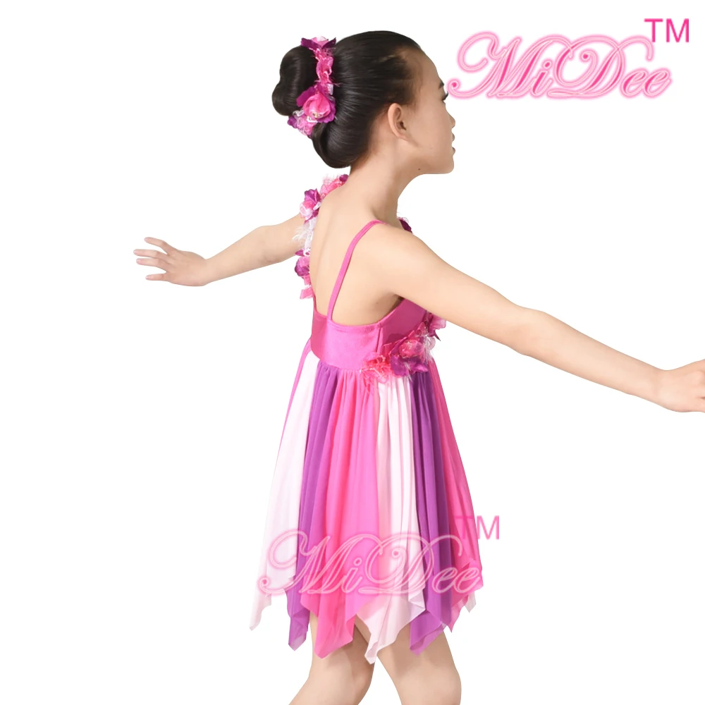 MiDee элегантный лирика танцевальные костюмы Современные платья одно плечо Цветочные планки над бюстом танцевальная одежда Одежда для танцев