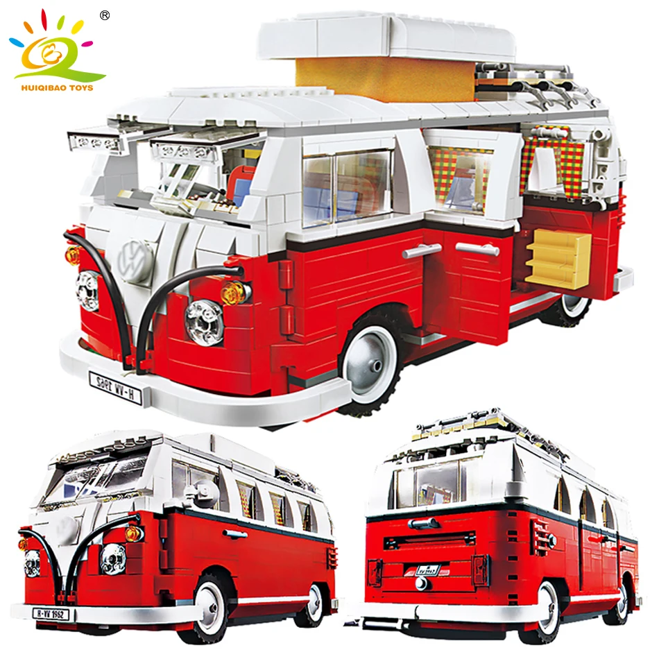 

1334pcs Camping Cars T1 RV Camping Bus Building Blocks Compatible Legoingly City Friends Racing Car Brick Vehicle Toys For Child