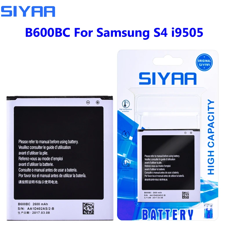 Оригинальный аккумулятор SIYAA B600BC для Samsung S4 i9505 i9506 i9500 i9295 высокая емкость 2600 мАч