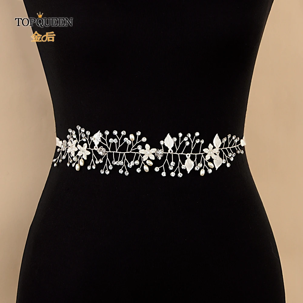 

TOPQUEEN SH236 wedding party flower belt for wedding dress woman's belt party bridal accessory rhinestone belt girlfriend belt