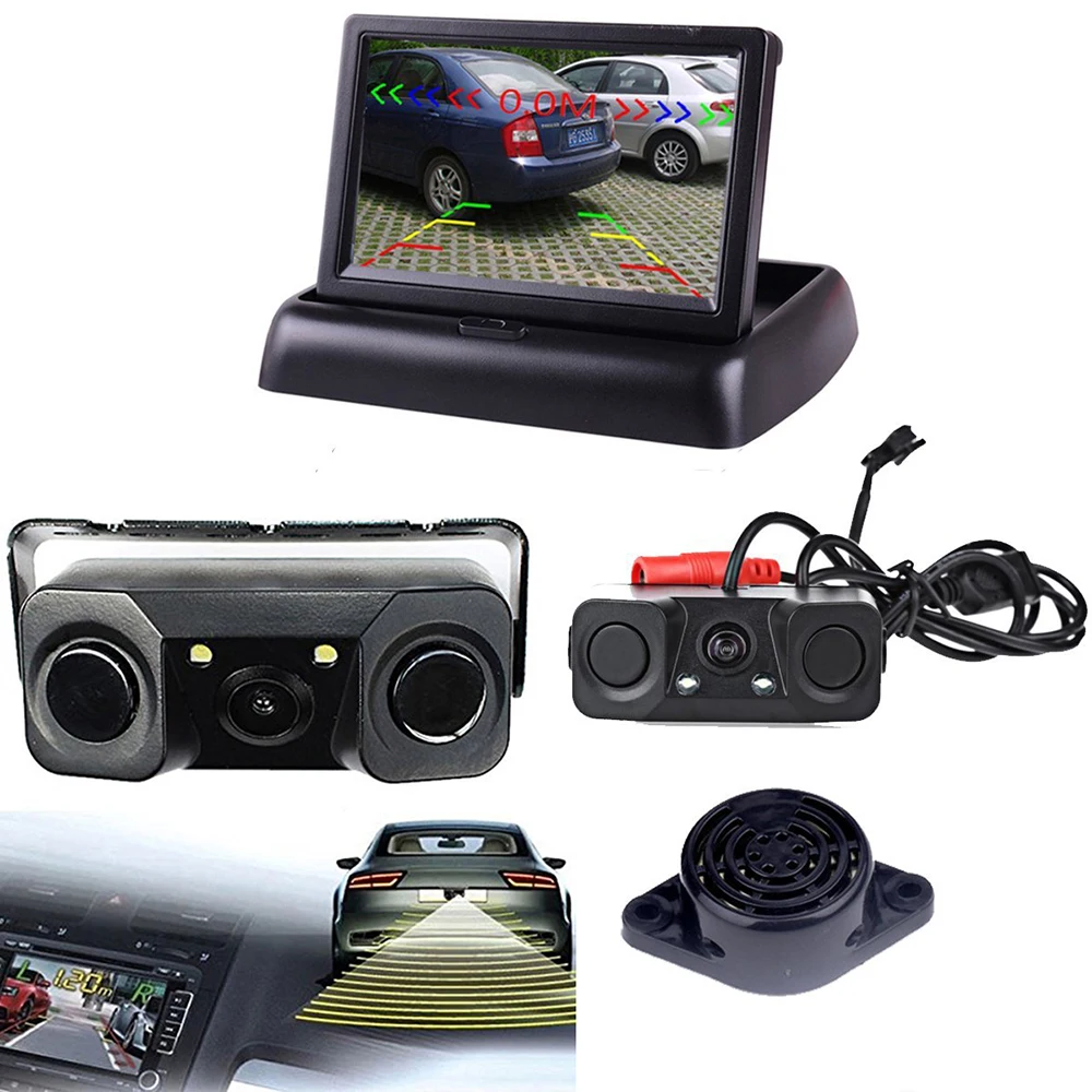 Reverse Backup Parking Sensor with Rear View Camera + Car Monitor 44