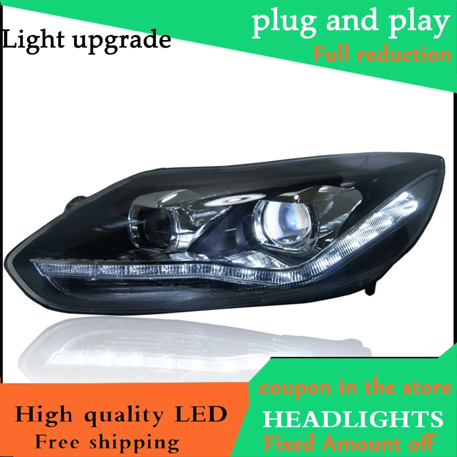 

high quality Car styling Head Lamp case For Ford Focus MK3 2012-2014 Headlights LED Headlight DRL Lens Double Beam HID Xenon