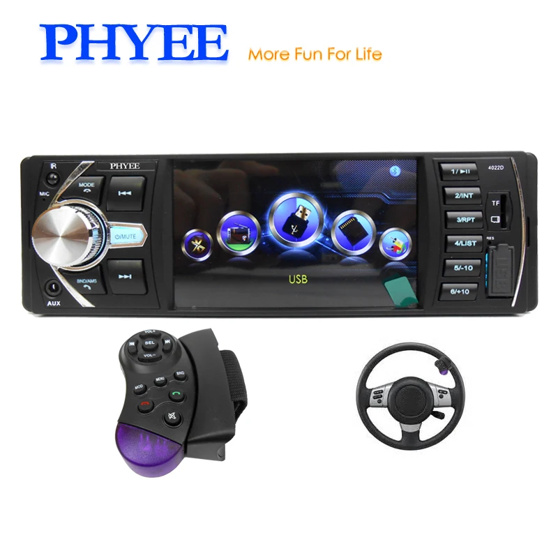 

1 Din 4 Inch Bluetooth Autoradio MP5 Car Radio MP3 USB TF Aux-in Camera-input Steering Wheel Remote Control ISO PHYEE VX-4022DBT